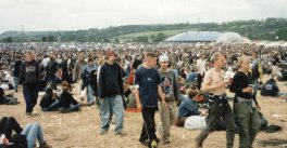 Loads of people and the dance tent at the back